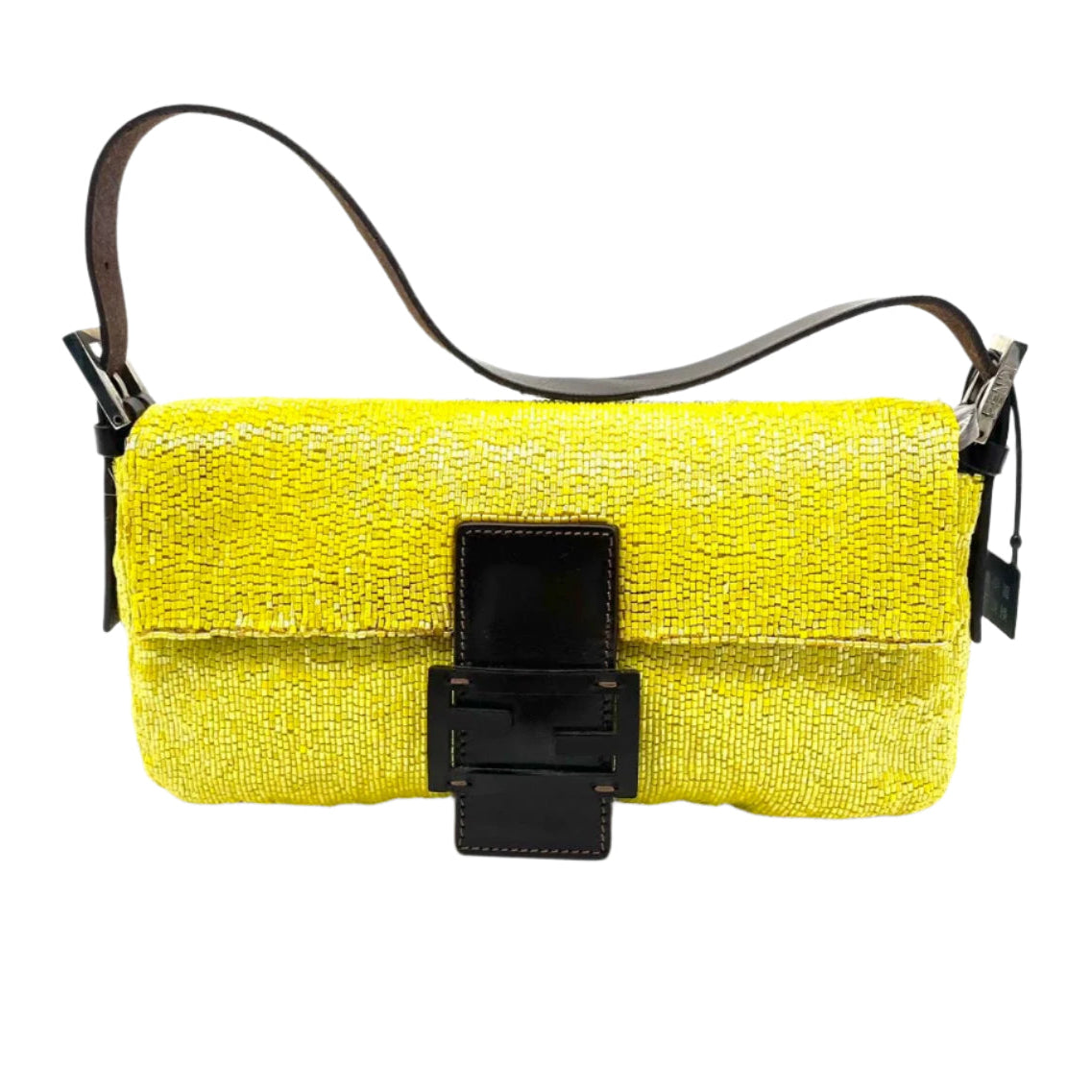 Fendi Baguette Vintage Shoulder bag with Glitter Yellow Beads