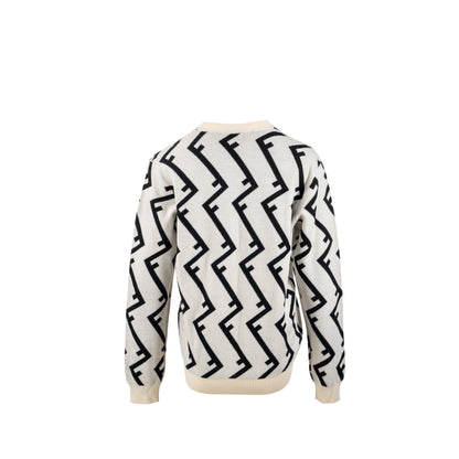Fendi Size 48 Geometric Sweater Wool White/Black