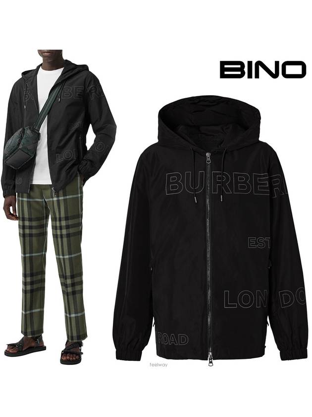 Luxury Burberry Horseferry Taffeta Hooded Jacket Black