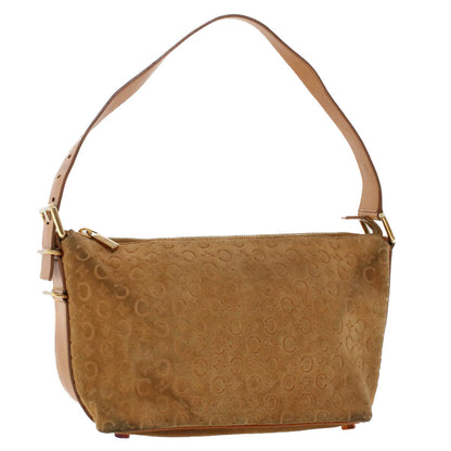 Luxury CELINE C Macadam Canvas Shoulder Bag Suede Leather Brown  47408