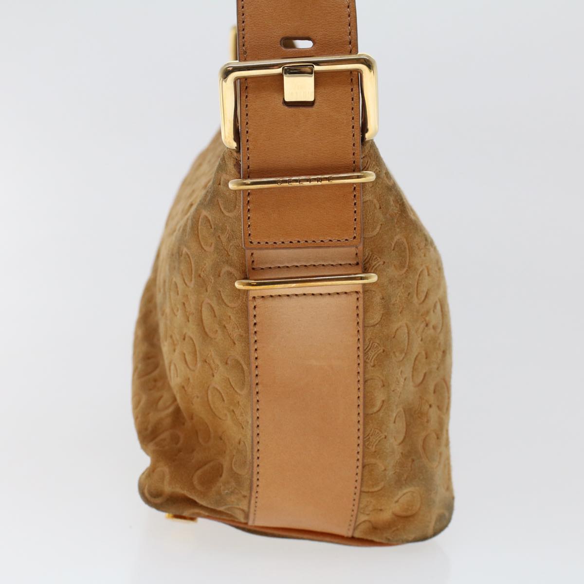 Luxury CELINE C Macadam Canvas Shoulder Bag Suede Leather Brown  47408