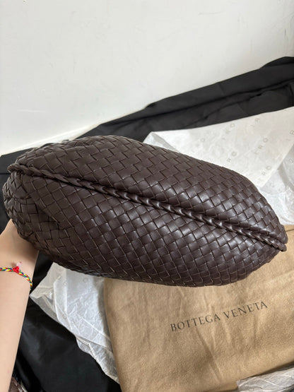 Bottega Veneta Belly Hobo Intrecciato Lambskin Leather Dark Chocolate Brown Medium 40cm