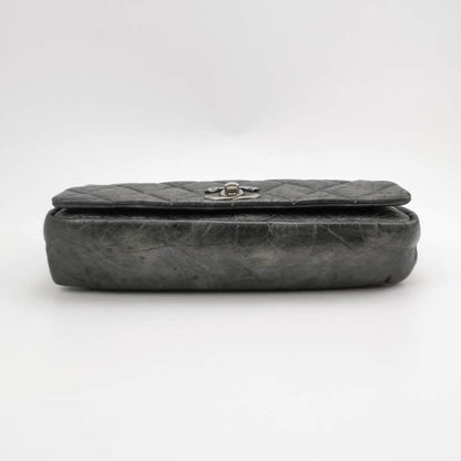 Chanel Paris Bombay Pondicherry Flap Bag Quilted Large Grey Silver Hardware