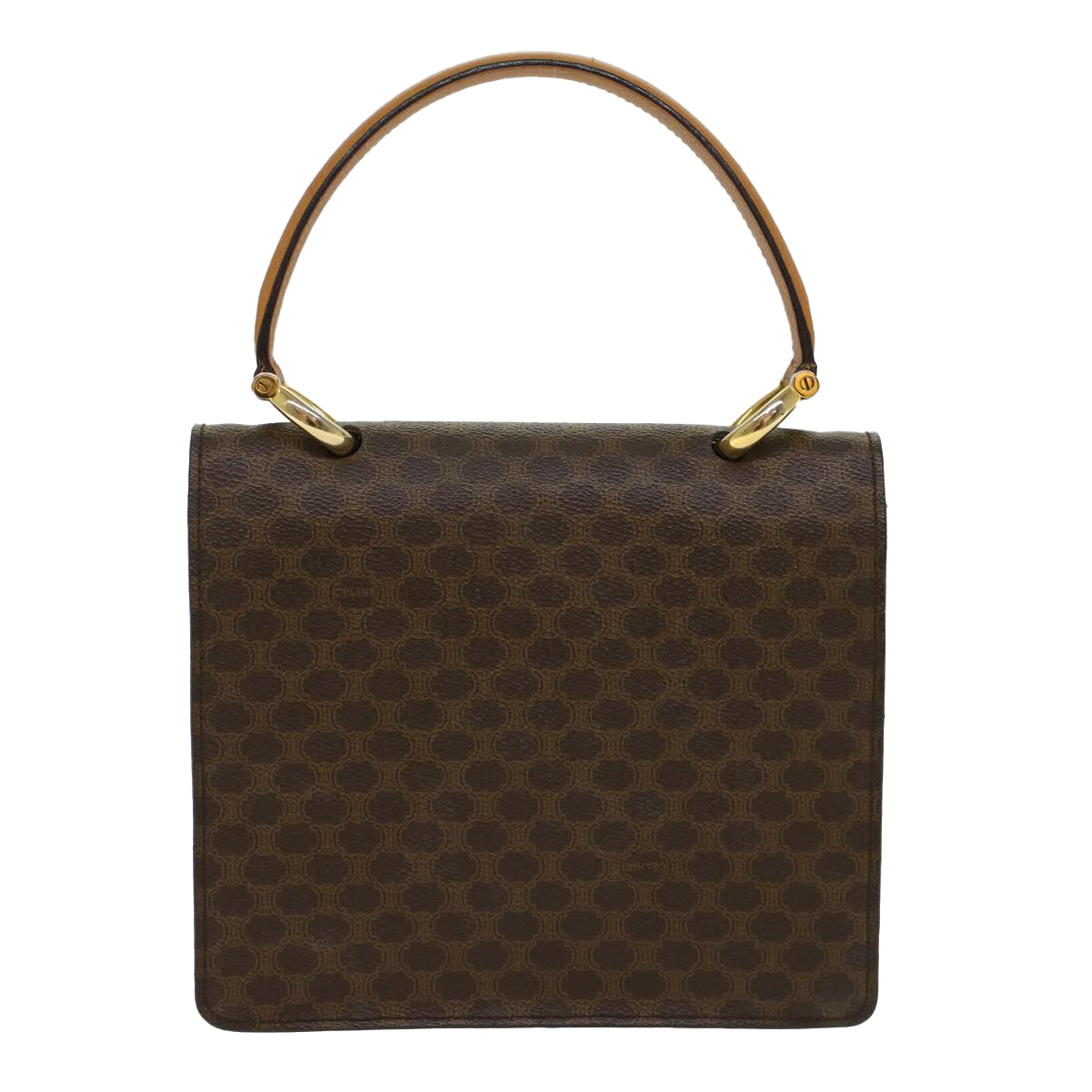 Luxury CELINE Macadam Canvas Hand Bag PVC Leather Brown  47998