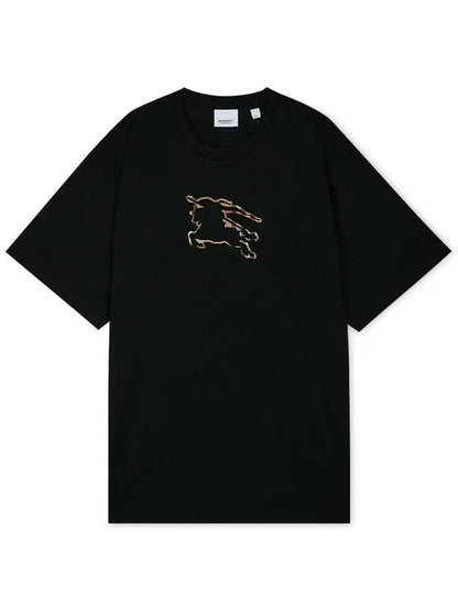 Luxury Burberry Equestrian Night Print Short Sleeve T-Shirt Black