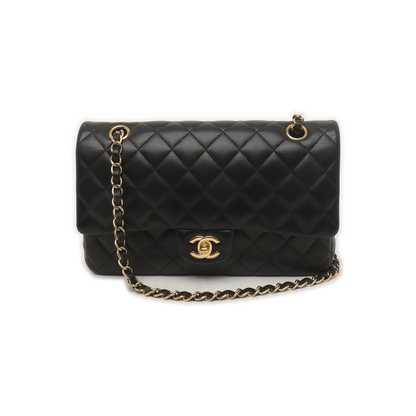 Chanel Timeless Classic Flap Medium Black Lambskin Leather Gold Hardware, 2015-16