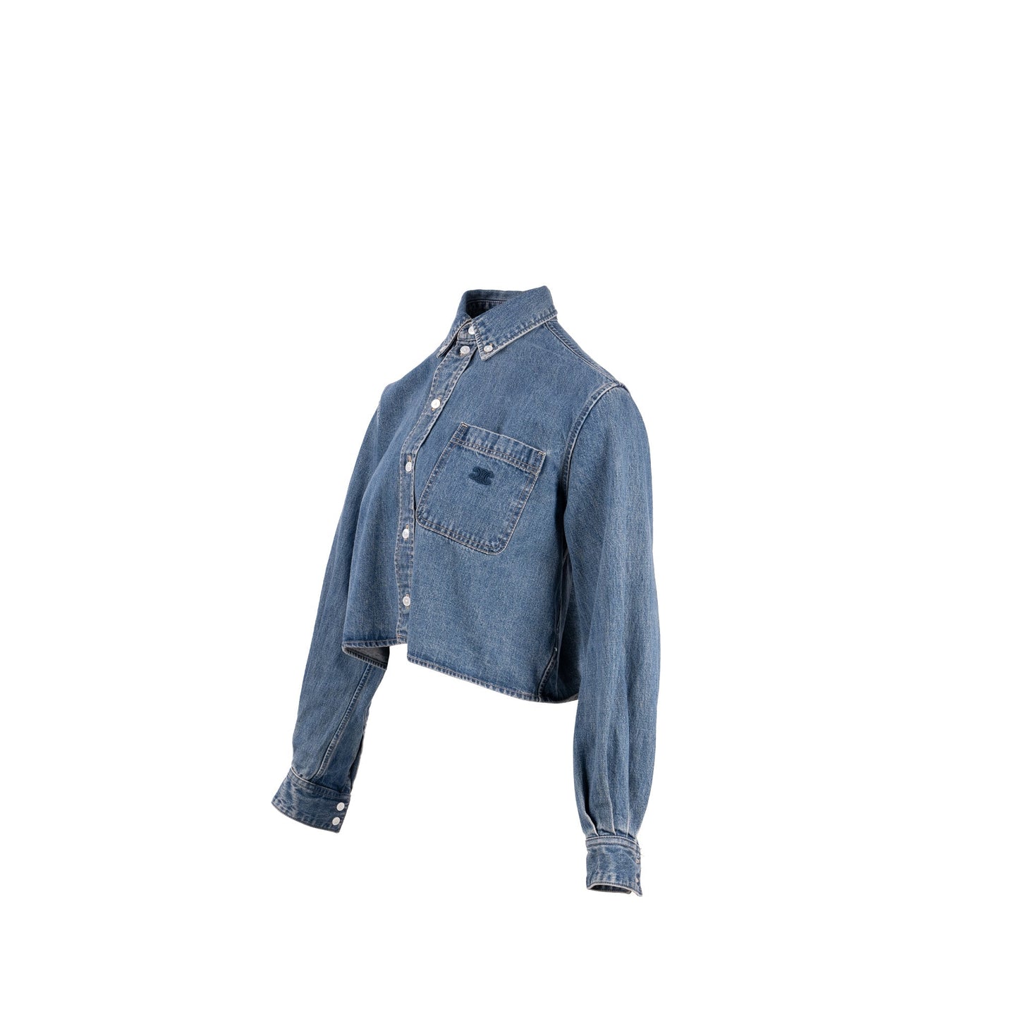 Celine Size Cropped Shirt Cotton in Union Ocean Wash Denim Blue
