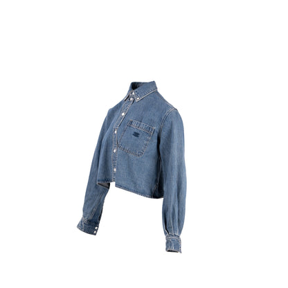 Celine Size Cropped Shirt Cotton in Union Ocean Wash Denim Blue