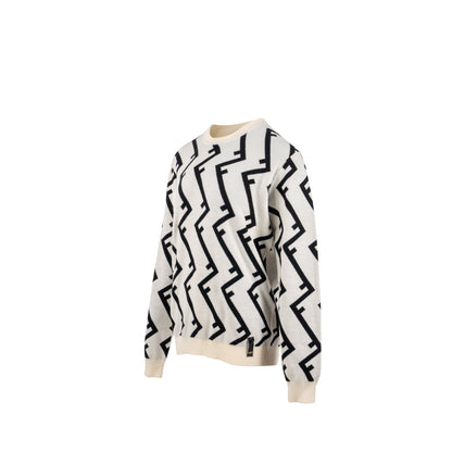 Fendi Size 48 Geometric Sweater Wool White/Black