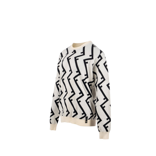 Fendi Size 48 Geometric Sweater Wool White/Black