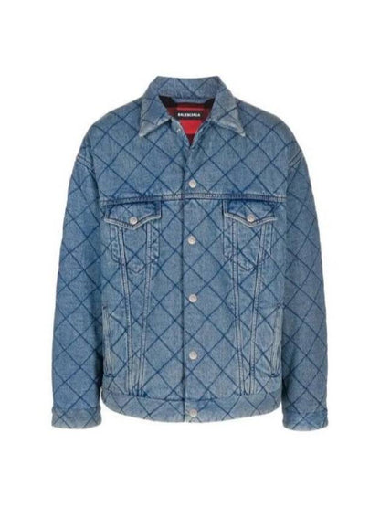 Luxury Balenciaga Trending 2025 46 Men s Jacquard Oversized Quilted Padded Denim Trucker Jacket