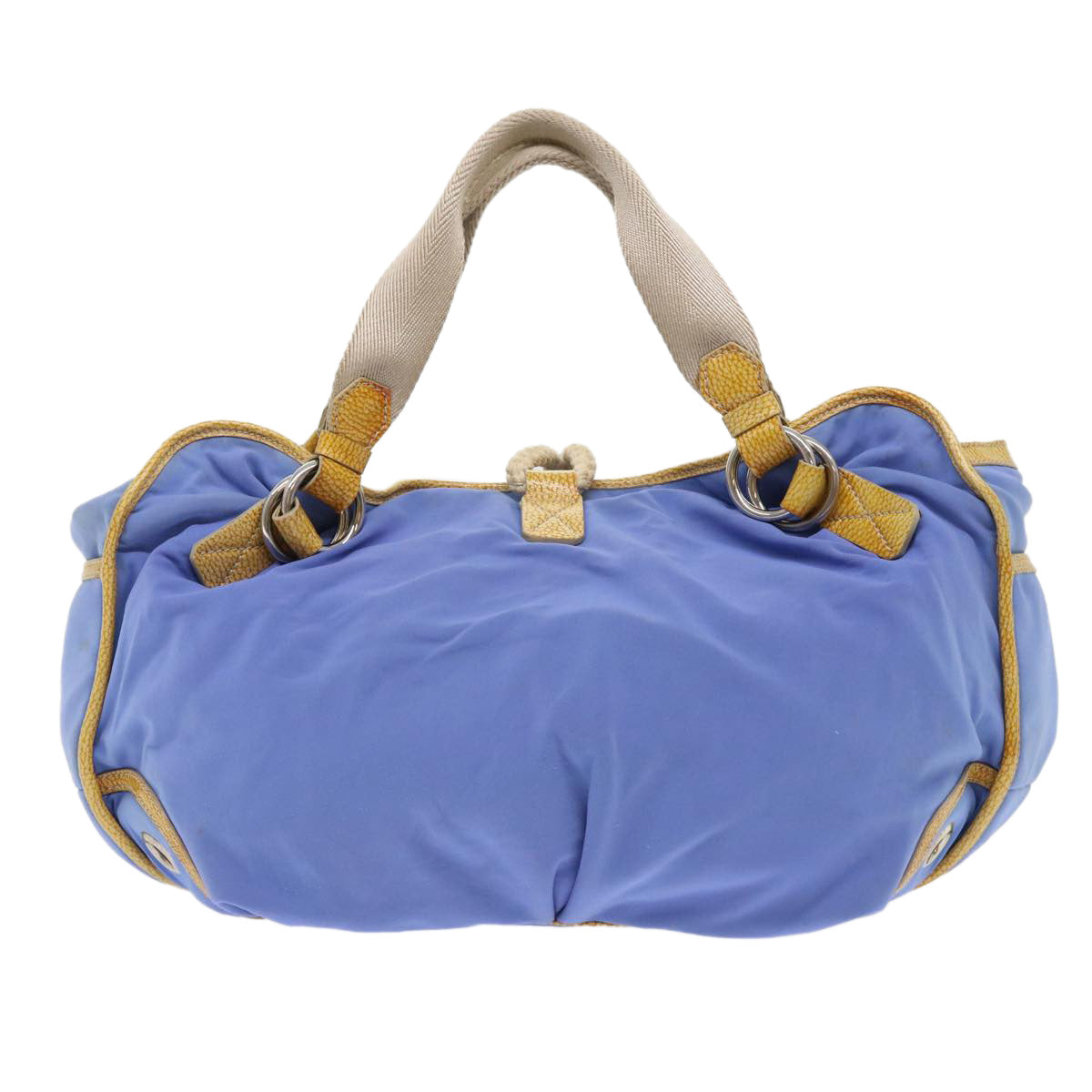 Luxury CELINE Boston Bag Nylon Blue Brown  48042