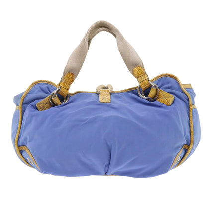 Luxury CELINE Boston Bag Nylon Blue Brown  48042