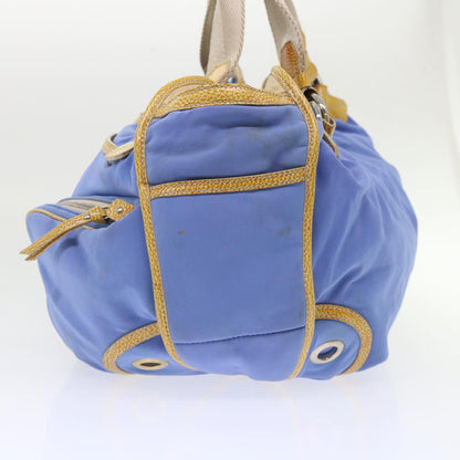 Luxury CELINE Boston Bag Nylon Blue Brown  48042