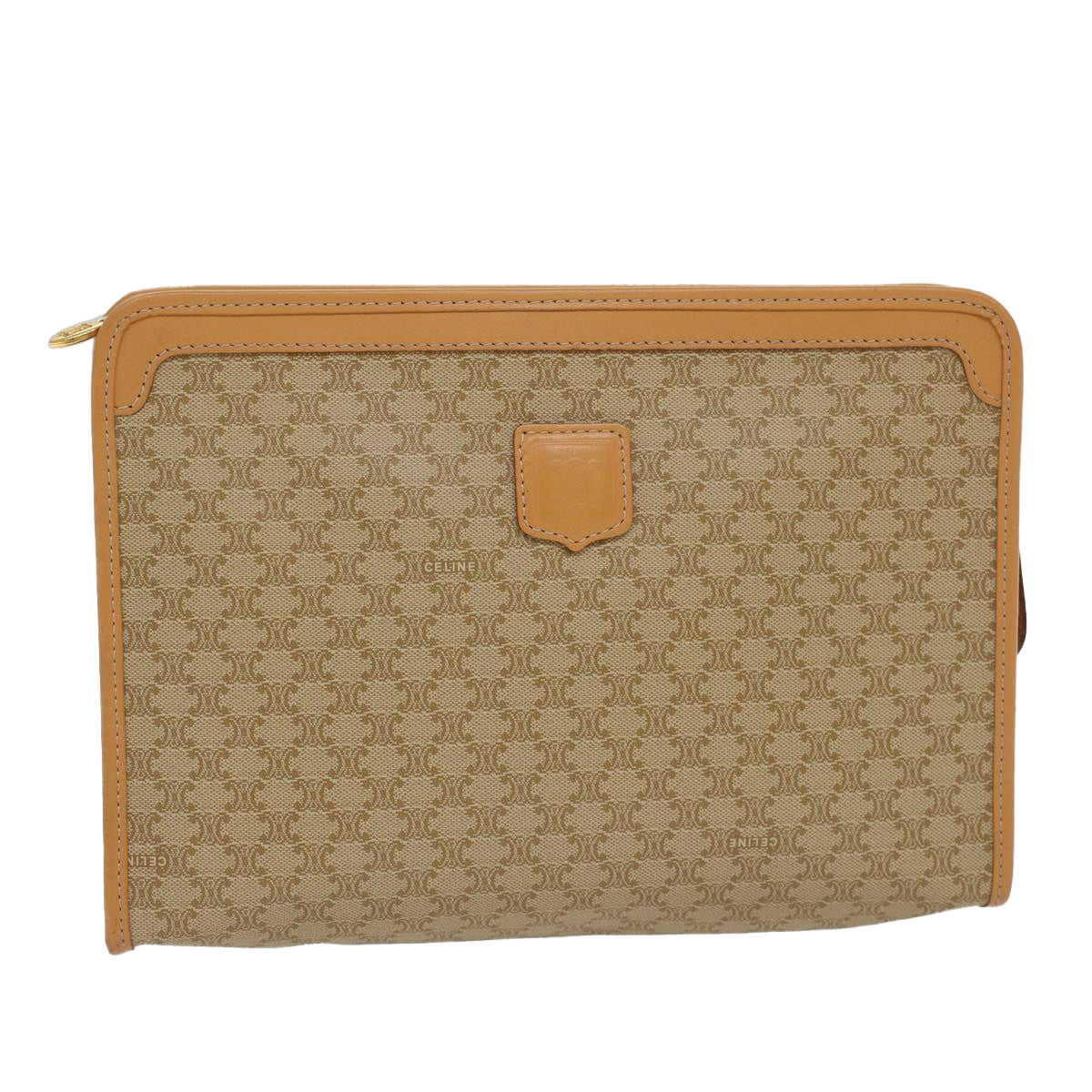 Luxury CELINE Macadam Canvas Clutch Bag PVC Leather Beige  48156
