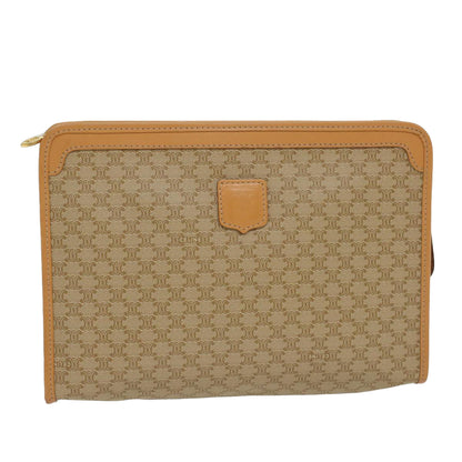 Luxury CELINE Macadam Canvas Clutch Bag PVC Leather Beige  48156