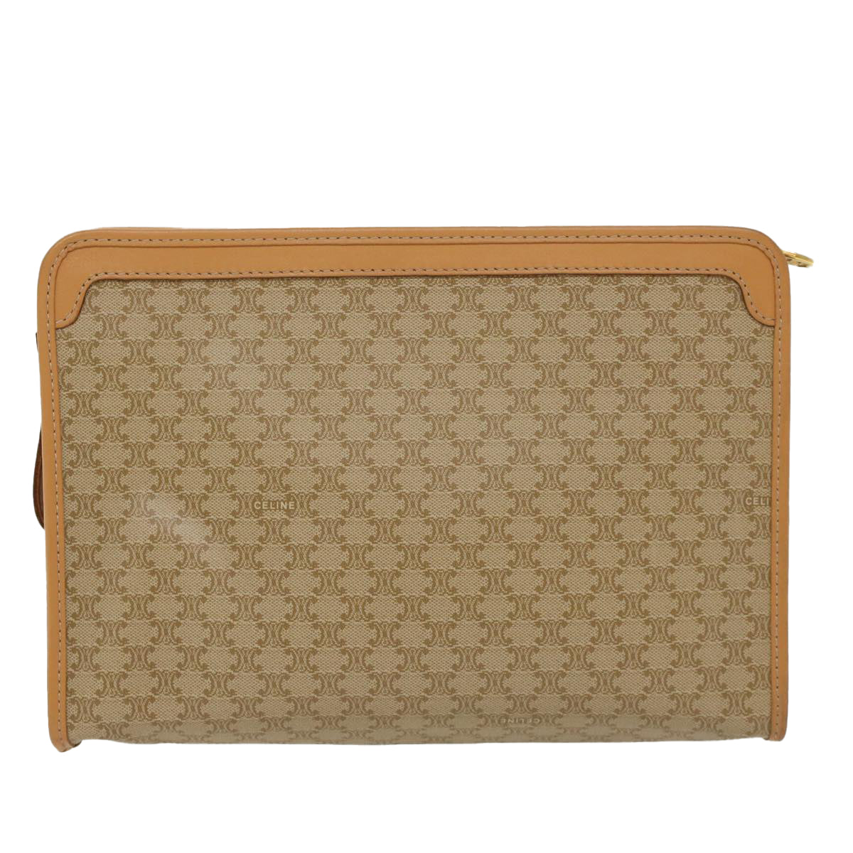 Luxury CELINE Macadam Canvas Clutch Bag PVC Leather Beige  48156
