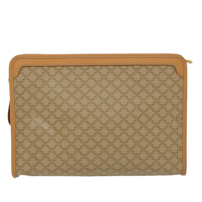 Luxury CELINE Macadam Canvas Clutch Bag PVC Leather Beige  48156
