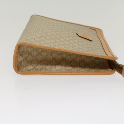 Luxury CELINE Macadam Canvas Clutch Bag PVC Leather Beige  48156