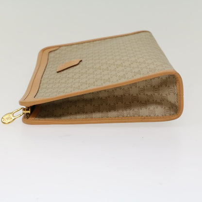 Luxury CELINE Macadam Canvas Clutch Bag PVC Leather Beige  48156