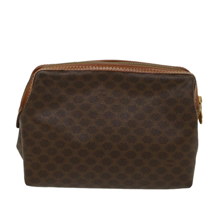 Luxury CELINE Macadam Canvas Pouch PVC Leather Brown  48169