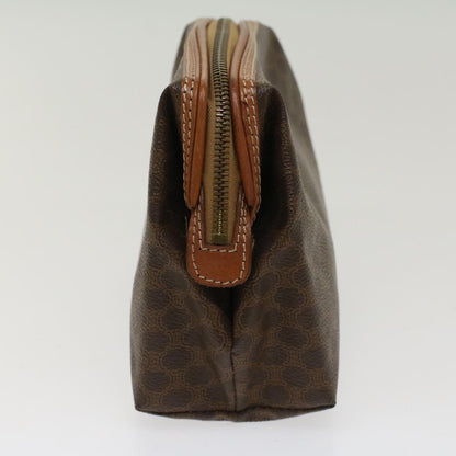 Luxury CELINE Macadam Canvas Pouch PVC Leather Brown  48169
