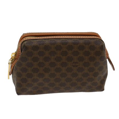 Luxury CELINE Macadam Canvas Pouch PVC Leather Brown  48181