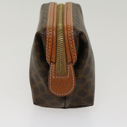 Luxury CELINE Macadam Canvas Pouch PVC Leather Brown  48181