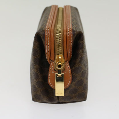 Luxury CELINE Macadam Canvas Pouch PVC Leather Brown  48181