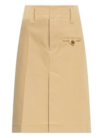 Luxury Bottega Veneta Pocket H-Line Skirt Beige