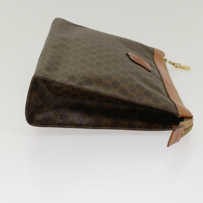 Luxury CELINE Macadam Canvas Clutch Bag PVC Leather Brown  48205