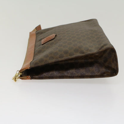 Luxury CELINE Macadam Canvas Clutch Bag PVC Leather Brown  48205