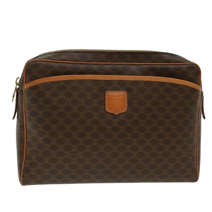 Luxury CELINE Macadam Canvas Clutch Bag PVC Leather Brown  48215