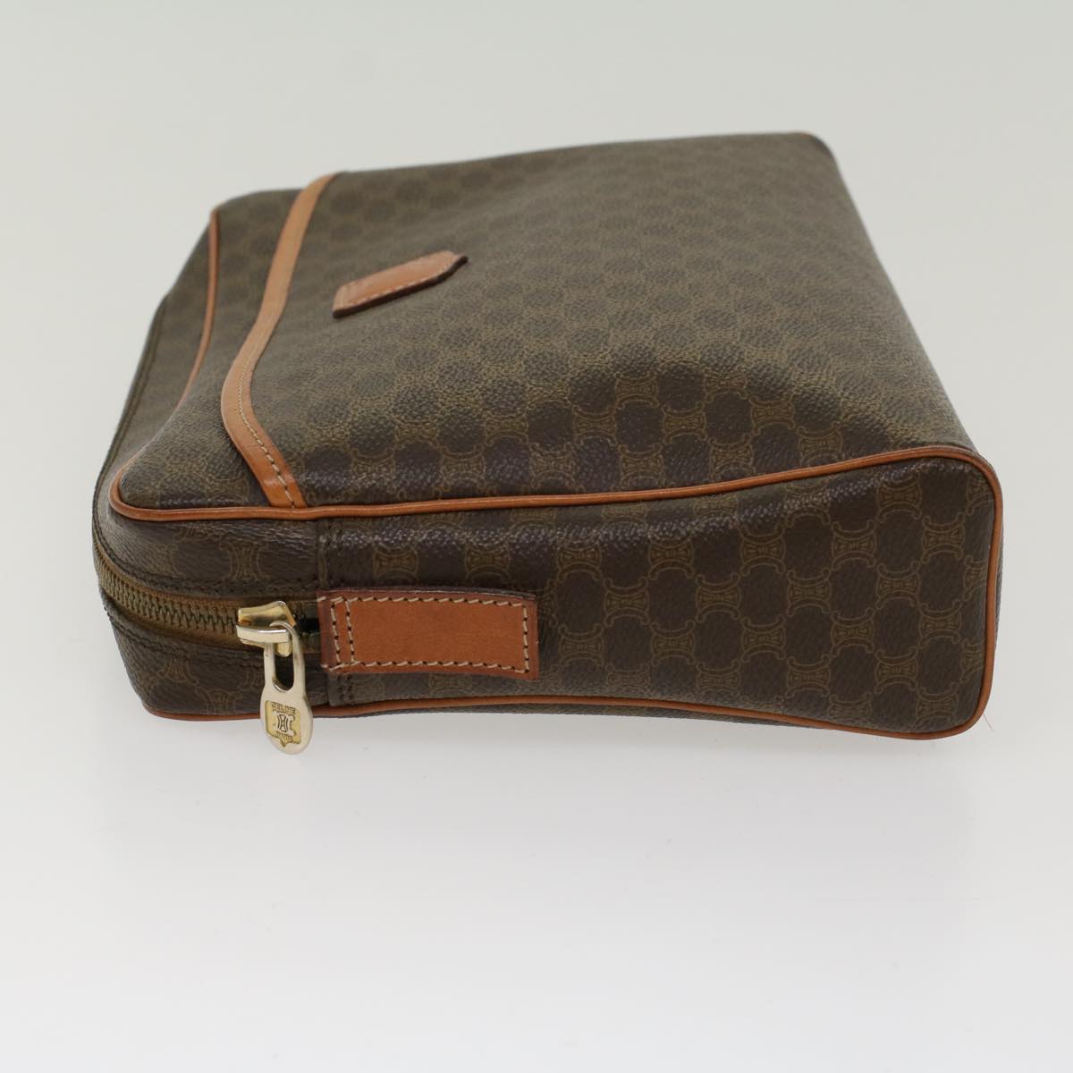 Luxury CELINE Macadam Canvas Clutch Bag PVC Leather Brown  48215