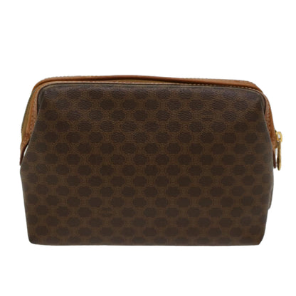 Luxury CELINE Macadam Canvas Pouch PVC Leather Brown  48216