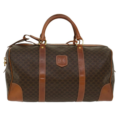 Luxury CELINE Macadam Canvas Boston Bag PVC Leather Brown  48230
