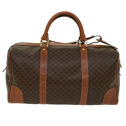 Luxury CELINE Macadam Canvas Boston Bag PVC Leather Brown  48230