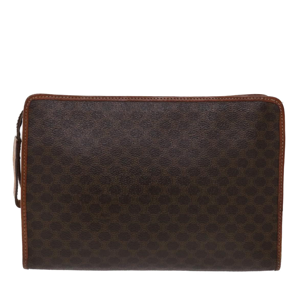 Luxury CELINE Macadam Canvas Clutch Bag PVC Leather Brown  48331