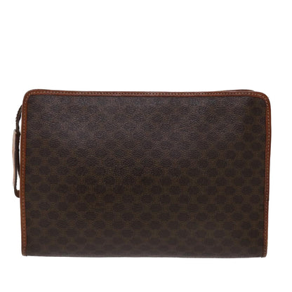 Luxury CELINE Macadam Canvas Clutch Bag PVC Leather Brown  48331