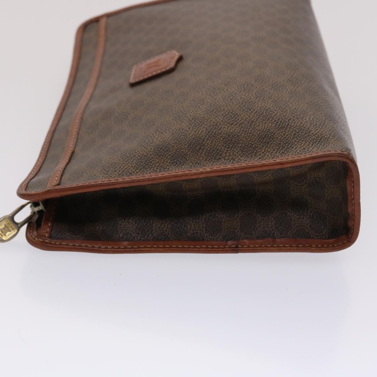 Luxury CELINE Macadam Canvas Clutch Bag PVC Leather Brown  48331