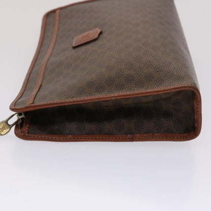 Luxury CELINE Macadam Canvas Clutch Bag PVC Leather Brown  48331