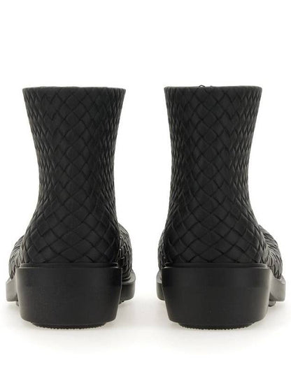 Luxury Bottega Veneta Fireman Rubber Rain Boots Black