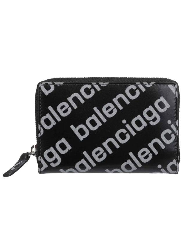 Luxury Balenciaga Trending 2025 All Over Logo Zip Around Half Wallet Black