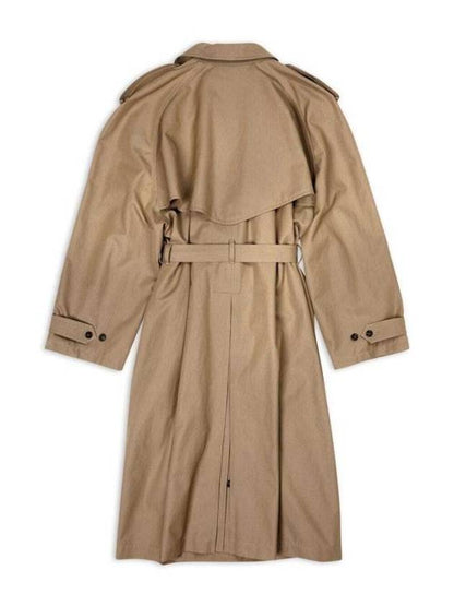 Luxury Balenciaga Trending 2025 Women's Oversized Shoulder Tab Trench Coat Beige
