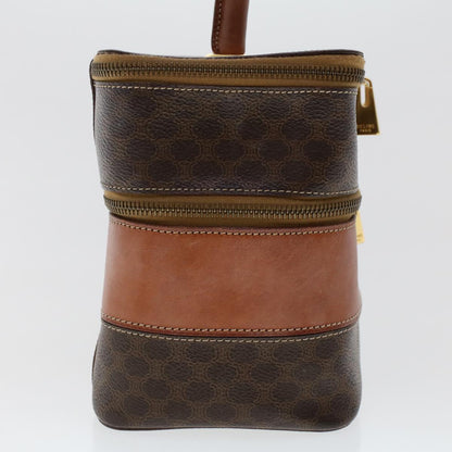 Luxury CELINE Macadam Canvas Vany Cosmetic Pouch PVC Leather Brown  48621