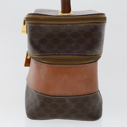 Luxury CELINE Macadam Canvas Vany Cosmetic Pouch PVC Leather Brown  48621