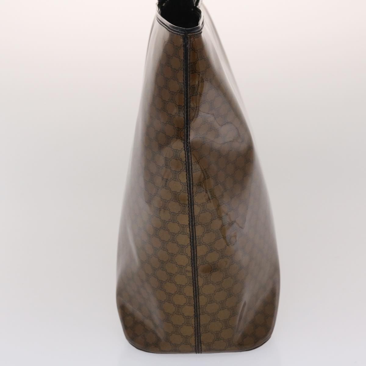 Luxury CELINE Macadam Canvas Hand Bag Enamel Brown Black  48889