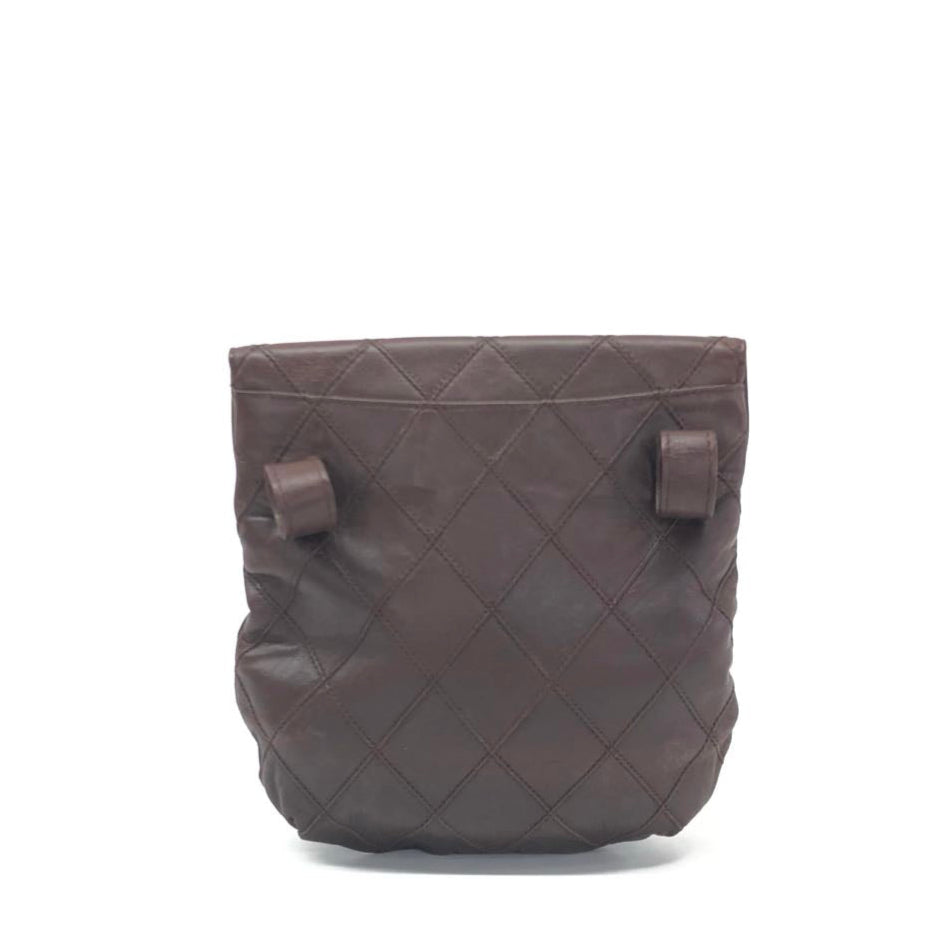 Chanel Vintage Flap Belt Bag Mini Dark Brown Lambskin Leather Gold-tone Hardware