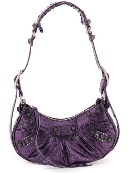 Luxury Balenciaga Trending 2025 Metallic Le Cagol XS Lambskin Shoulder Bag Purple