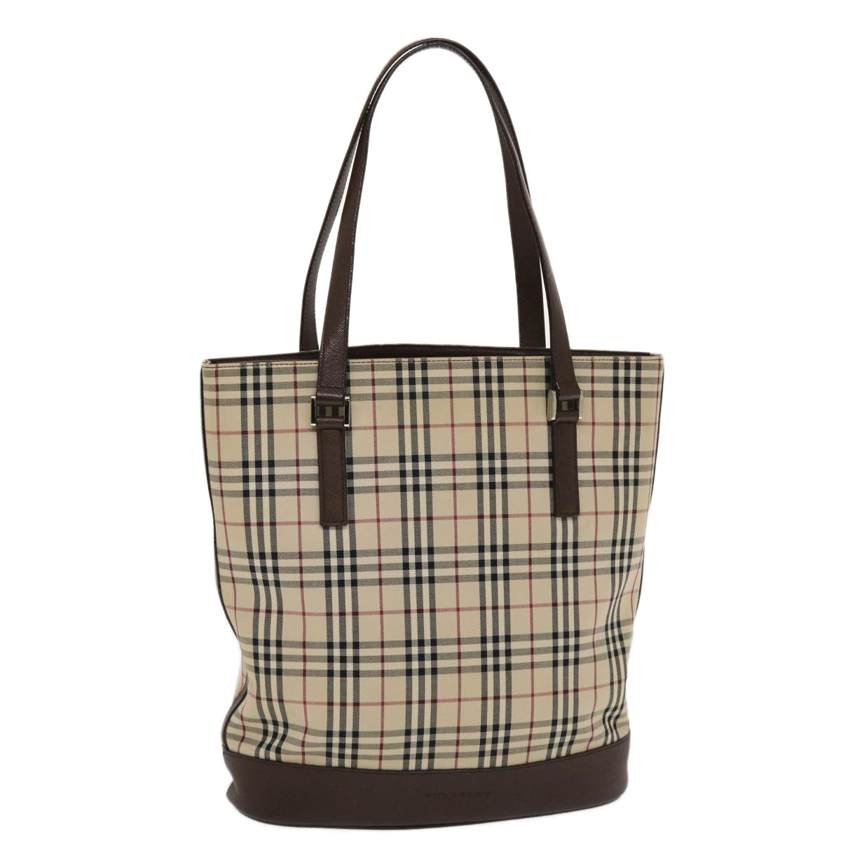 Luxury BurberrySs Nova Check Tote Bag Canvas Leather Beige Brown Auth 49087